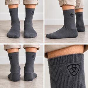 Ariat Merino Wool Liner Crew Socks Men’s Large Gray Lightweight New With Tags